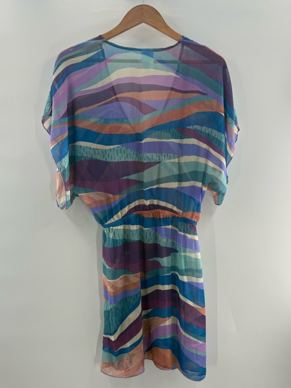 NWOT BECCA Standard Sound Waves Plunge V-Neck Beach Dress Swim Coverup XS - Picture 8 of 10